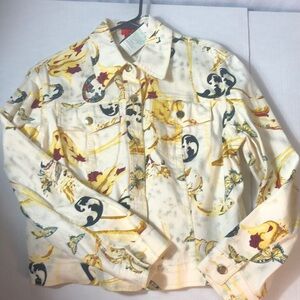 V Cristina Womens Jacket size XL‎ butterfly print colorful With 2 Pockets